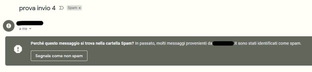 eMail professionale: messaggio spam di Gmail